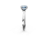 White gold Fancy Blue Princess  Cut Solitaire Engagement Ring with Tapered Band and Four-Prong Setting 2