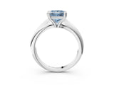 White gold Fancy Blue Princess  Cut Solitaire Engagement Ring with Tapered Band and Four-Prong Setting 3