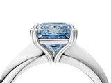 White gold Fancy Blue Princess  Cut Solitaire Engagement Ring with Tapered Band and Four-Prong Setting 4