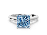 White gold Fancy Blue Princess Cut Solitaire Engagement Ring with Tapered Band and Four-Prong Setting_15