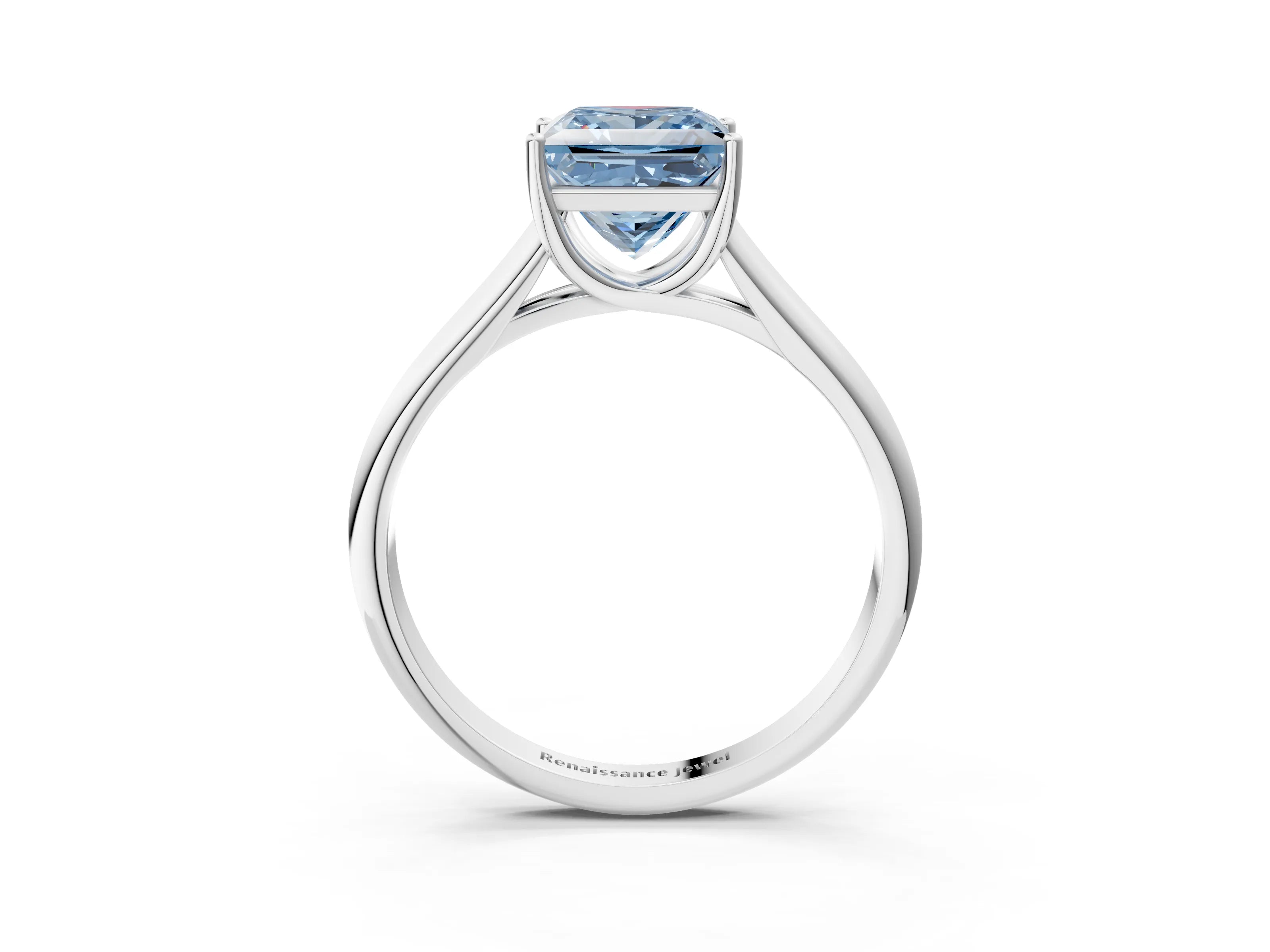 White gold Fancy Blue Princess Cut Solitaire Engagement Ring with Tapered Band and Four-Prong Setting_18