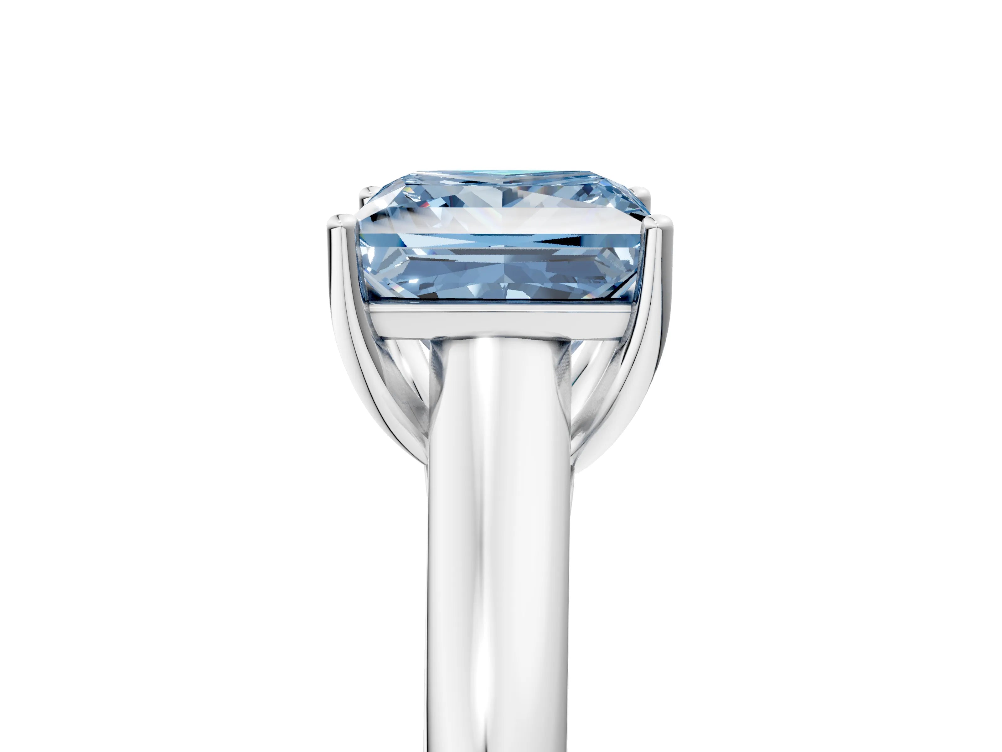 White gold Fancy Blue Princess Cut Solitaire Engagement Ring with Tapered Band and Four-Prong Setting_20