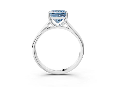 White gold Fancy Blue Princess Cut Solitaire Engagement Ring with Tapered Band and Four-Prong Setting_6