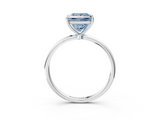 White gold Fancy Blue Princess  Cut Solitaire Engagement Ring with Thin Band and Four-Prong Setting_6