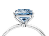 White gold Fancy Blue Princess  Cut Solitaire Engagement Ring with Thin Band and Four-Prong Setting_7