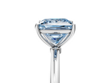 White gold Fancy Blue Princess  Cut Solitaire Engagement Ring with Thin Band and Four-Prong Setting_8