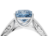 White gold Fancy Blue Princess  Cut Solitaire Engraved Band with Four-Prong Setting_105