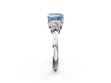 White gold Fancy Blue Princess  Cut Solitaire Floral Diamond Ring with Four-Prong Setting_39