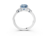 White gold Fancy Blue Princess  Cut Solitaire Floral Diamond Ring with Four-Prong Setting_40