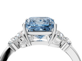 White gold Fancy Blue Princess  Cut Solitaire Floral Diamond Ring with Four-Prong Setting_41
