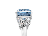 White gold Fancy Blue Princess  Cut Solitaire Floral Diamond Ring with Four-Prong Setting_42