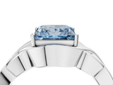 White gold Fancy Blue Princess Cut Solitaire Intertwined Band Prong Setting Ring_4