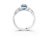 White gold Fancy Blue Princess Cut Solitaire Milgrain Leaf Band with Prong Setting_15