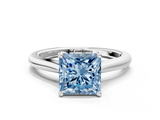 White gold Fancy Blue Princess  Cut Solitaire Ring with Cathedral Band and Four-Prong Setting_89