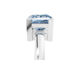 White gold Fancy Blue Princess  Cut Solitaire Ring with Four-Prong Setting and Classic Band_49
