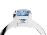White gold Fancy Blue Princess  Cut Solitaire Ring with Four-Prong Setting and Classic Band_52