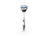 White gold Fancy Blue Princess  Cut Solitaire Ring with Four-Prong Setting on a Classic Band_30