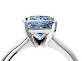 White gold Fancy Blue Princess  Cut Solitaire Ring with Four-Prong Setting on a Classic Band_32