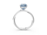 White gold Fancy Blue Princess  Cut Solitaire Ring with Thin Band and Four-Prong Setting_19