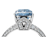 White gold Fancy Blue Princess Cut Solitaire Split Shank Pave Diamond Engagement Ring with Four-Prong Setting_52
