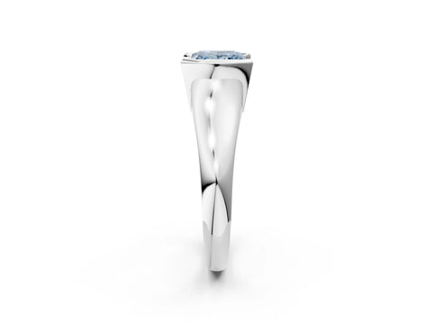 White gold Fancy Blue Princess Cut Solitaire Tension Set Diamond Ring with Split Shank Band_26