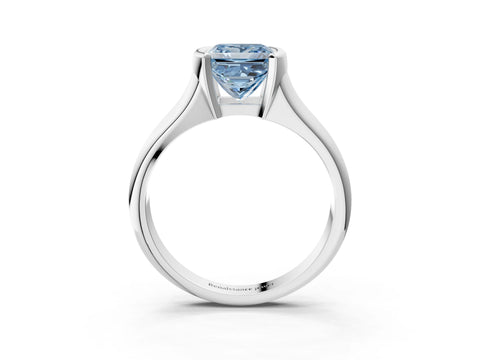 White gold Fancy Blue Princess Cut Solitaire Tension Set Diamond Ring with Split Shank Band_27