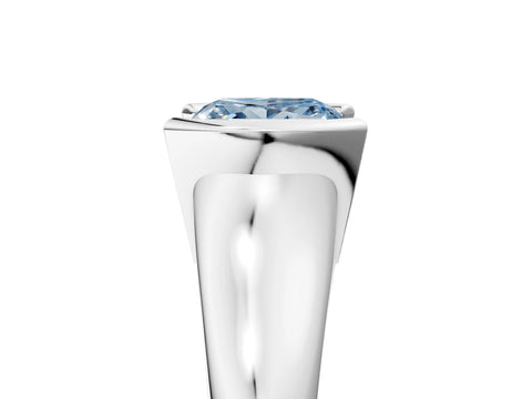 White gold Fancy Blue Princess Cut Solitaire Tension Set Diamond Ring with Split Shank Band_29