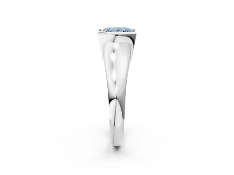 White gold Fancy Blue Princess Cut Solitaire Tension Set Diamond Ring with Split Shank Band_2