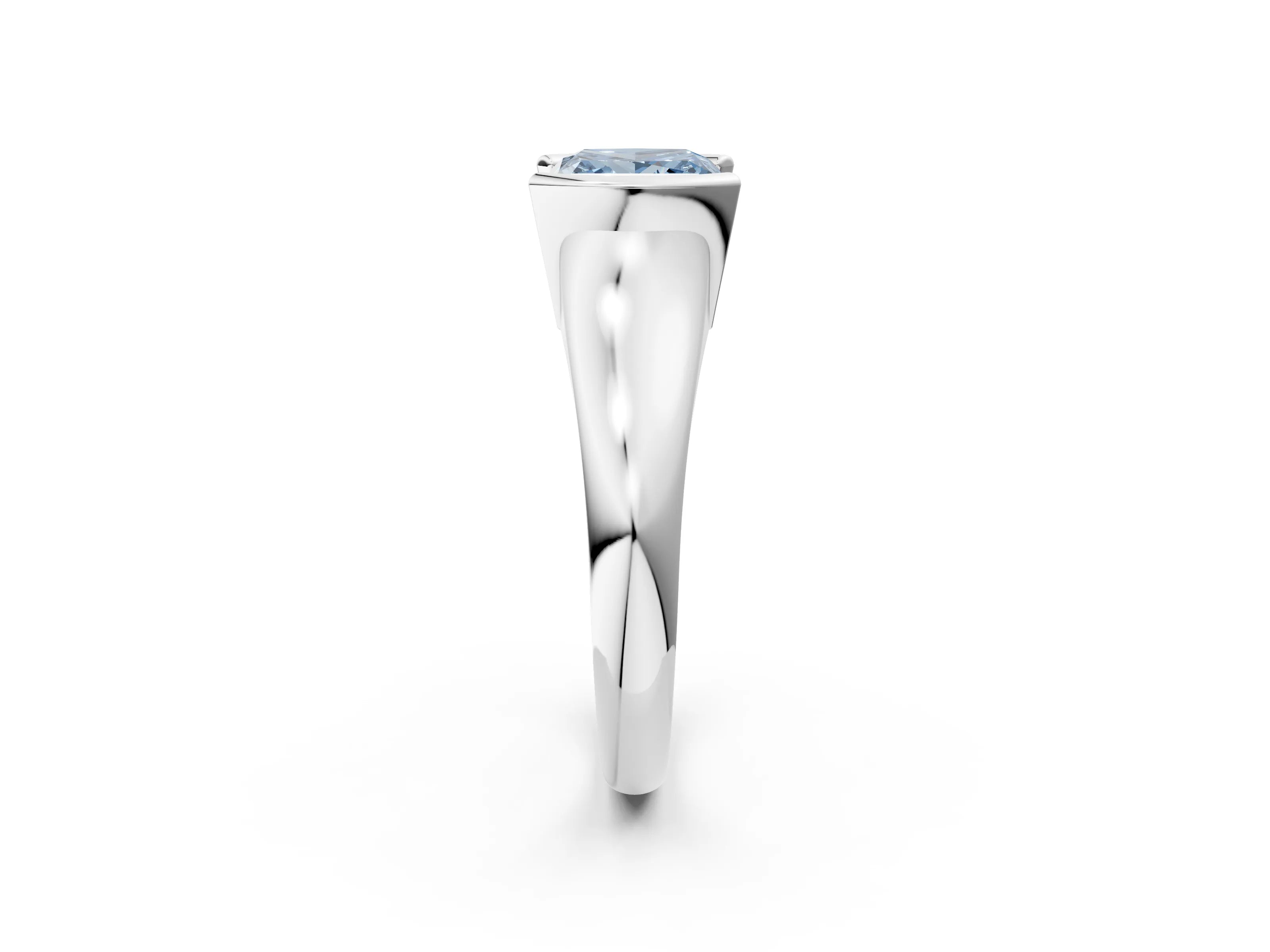 White gold Fancy Blue Princess Cut Solitaire Tension Set Diamond Ring with Split Shank Band_32