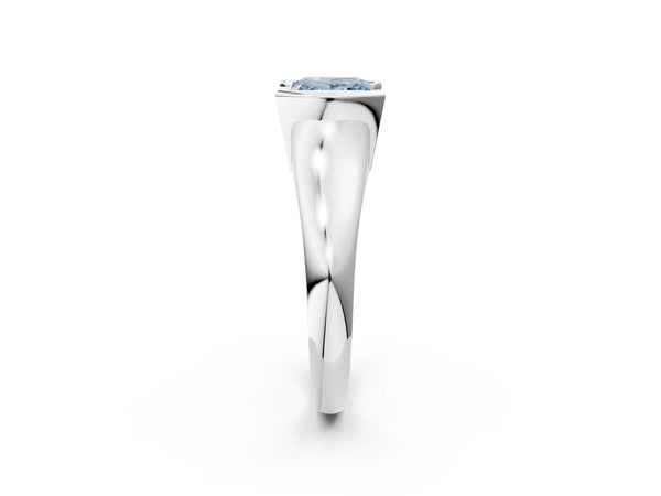 White Gold Princess Cut Tension Style Solitaire Engagement Ring Setting for Fancy Blue Center