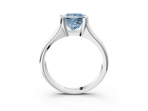 White gold Fancy Blue Princess Cut Solitaire Tension Set Diamond Ring with Split Shank Band_33