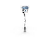 White gold Fancy Blue Princess  Cut Solitaire Twist Band Ring with Four-Prong Setting_22