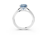 White gold Fancy Blue Princess  Cut Solitaire Twist Band Ring with Four-Prong Setting_23