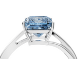 White gold Fancy Blue Princess  Cut Solitaire Twist Band Ring with Four-Prong Setting_24