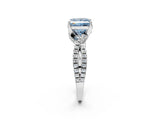 White gold Fancy Blue Princess Cut Solitaire Twist Pave Diamond Engagement Ring with Prong Setting_2