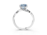 White gold Fancy Blue Princess Cut Solitaire Twist Pave Diamond Engagement Ring with Prong Setting_3