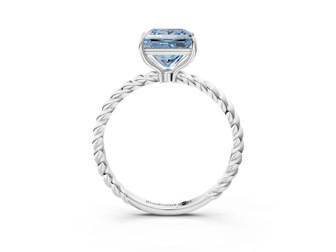 White gold Fancy Blue Princess Cut Solitaire Twisted Band 4-Prong Ring_27