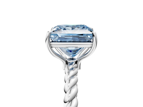 White gold Fancy Blue Princess Cut Solitaire Twisted Band 4-Prong Ring_29