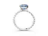 White gold Fancy Blue Princess  Cut Solitaire Twisted Band with Four-Prong Setting_70