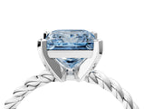 White gold Fancy Blue Princess  Cut Solitaire Twisted Band with Four-Prong Setting_71