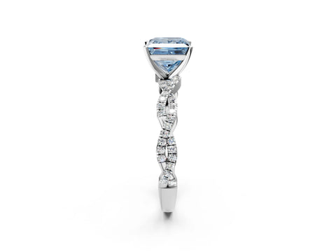 White gold Fancy Blue Princess Cut Solitaire Twisted Pave Band with Four-Prong Setting_40