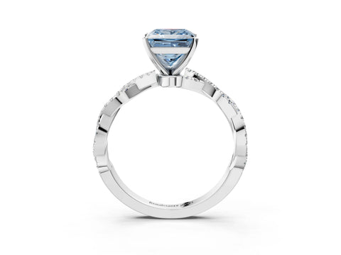 White gold Fancy Blue Princess Cut Solitaire Twisted Pave Band with Four-Prong Setting_41