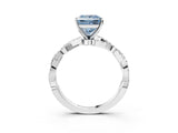 White gold Fancy Blue Princess Cut Solitaire Twisted Pave Band with Four-Prong Setting_42