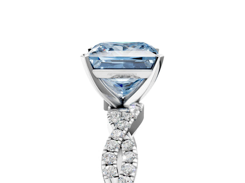 White gold Fancy Blue Princess Cut Solitaire Twisted Pave Band with Four-Prong Setting_43