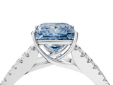 White gold Fancy Blue Princess  Cut Split Shank Pave Diamond Engagement Ring with Four-Prong Setting_28