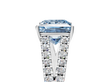 White gold Fancy Blue Princess  Cut Split Shank Pave Diamond Engagement Ring with Four-Prong Setting_29