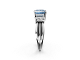 White gold Fancy Blue Princess  Cut Three-Stone Channel Set Ring with Bar Prongs_30