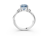 White gold Fancy Blue Princess  Cut Three-Stone Channel Set Ring with Bar Prongs_31