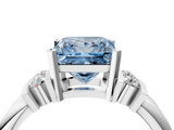 White gold Fancy Blue Princess  Cut Three-Stone Channel Set Ring with Bar Prongs_32