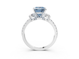 White gold Fancy Blue Princess  Cut Three-Stone Diamond Pavé Band with Prong Setting_20
